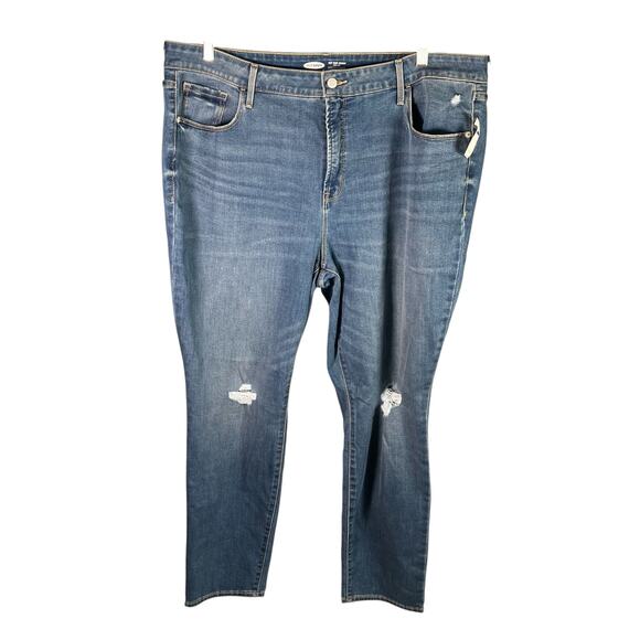 Old Navy Pop Icon Skinny‎ High Rise Jeans Women 20 New Denim Classic Distressed - Picture 1 of 16